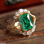 TRGH124 BJF  Emerald Eye Ring Adjustable - TRGH