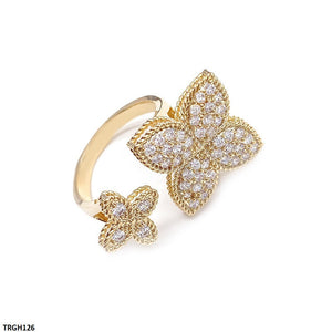 TRGH126 BJF Double Flower Ring Adjustable - TRGH