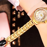 Rhinestone Round Dial Quartz Watch