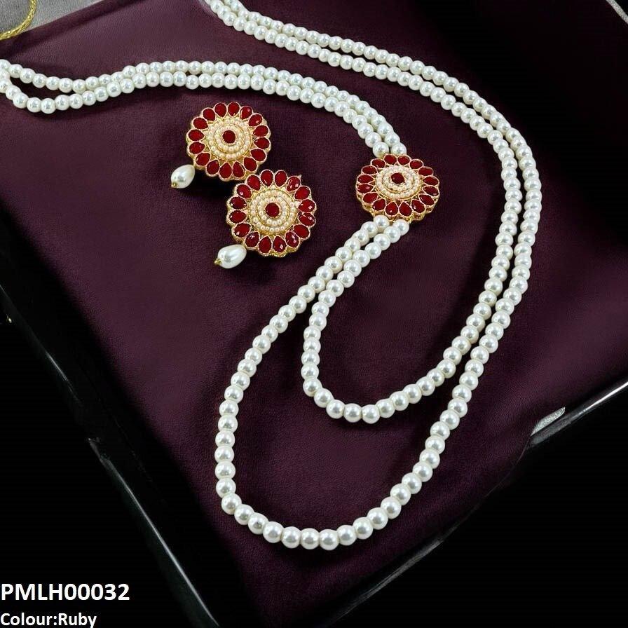 PMLH00032 FRN Tear Flower Pearl Mala Set - PMLH