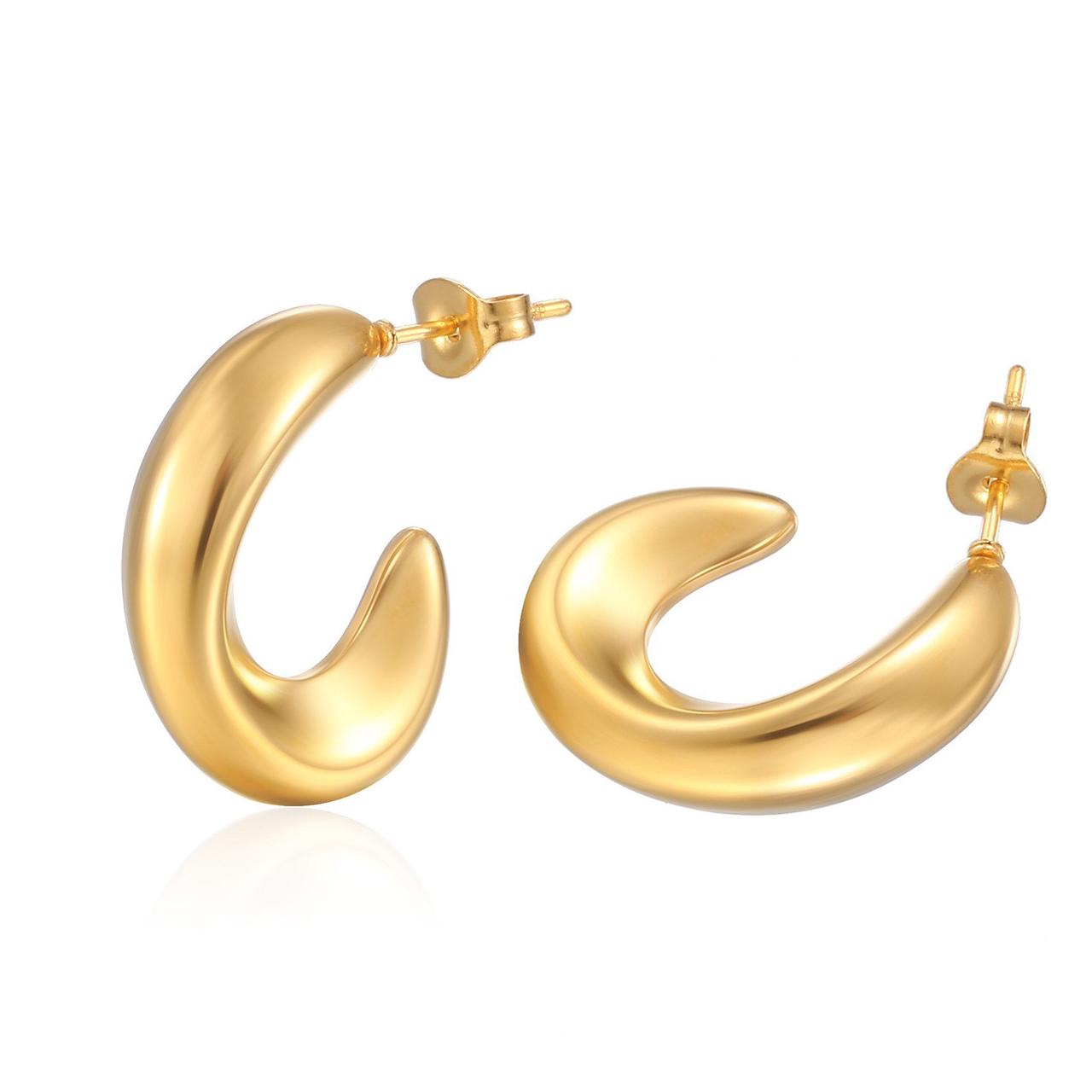 TEHH383 YYE C/Shape Ear Hoops Pair -CEHH